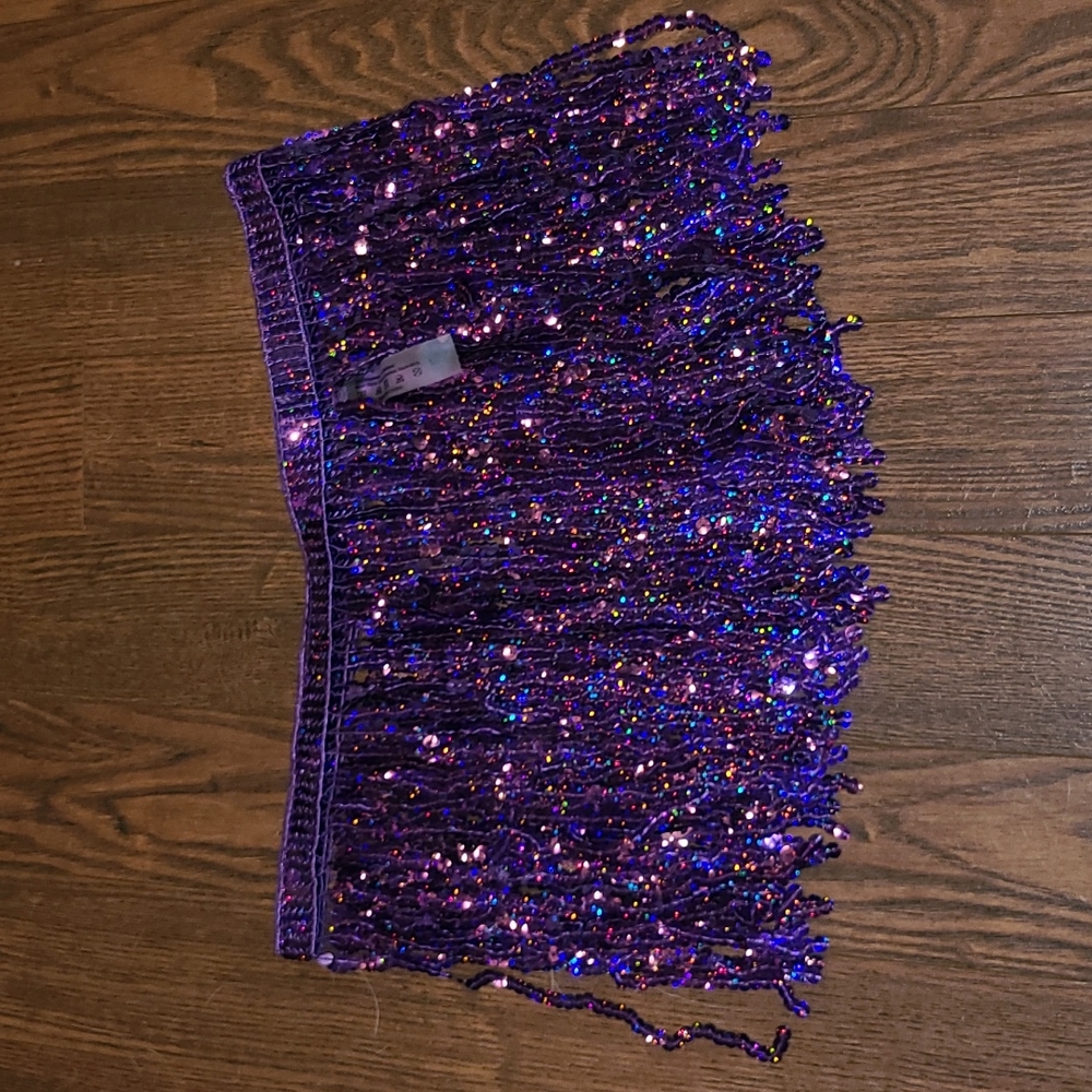 Fringe sequin skirt large